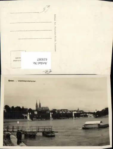 619397,Foto Ak Basel Wettsteinbrücke Boot