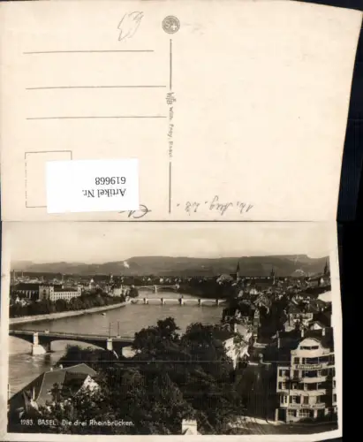 619668,Foto Ak Basel Die drei Rheinbrücken Brücke