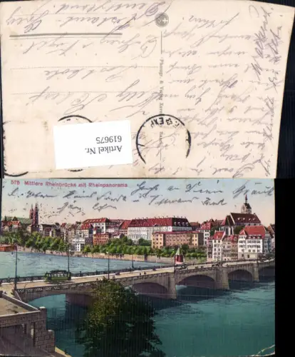 619675,Basel Mittlere Rheinbrücke m. Rheinpanorama