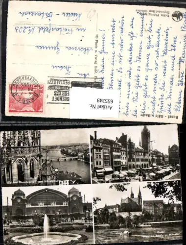 655349,Mehrbild Ak Basel Münster Marktplatz Rathaus Bahnhof