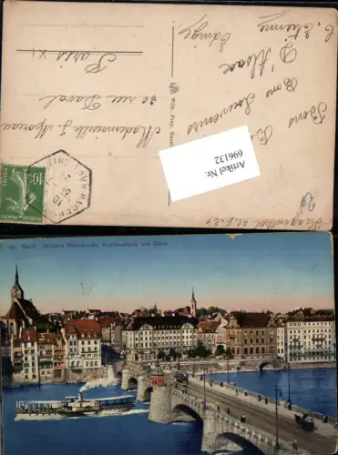 696132 Basel Stadt Rheinbrücke Rhein Börse Dampfer