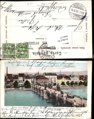 696137 Basel Alte Rheinbrücke Brücke Klein Basel Stp. Bürgel Offenburg