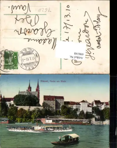 696148 Basel Stadt Partie am Rhein Dampfer Boot