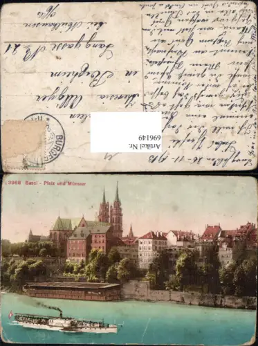696149 Basel Stadt Dampfer Pfalz Münster gel Rixheim Mülhausen