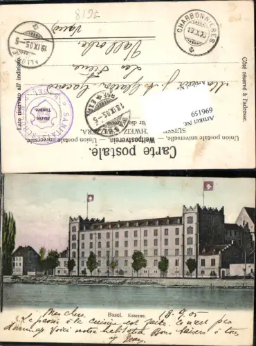 696159 Basel Stadt Kaserne Partie Stp. Sanitäts Schulen Basel gel Vallorbe