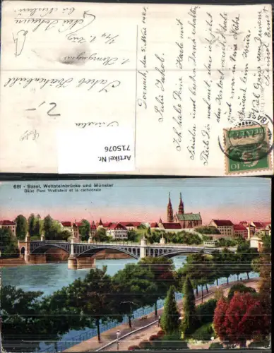 715076 Basel Wettsteinbrücke Münster gel Neu Johann