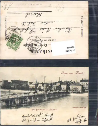715081 Gruss aus Basel Alte Rheinbrücke Brücke gel Lissach