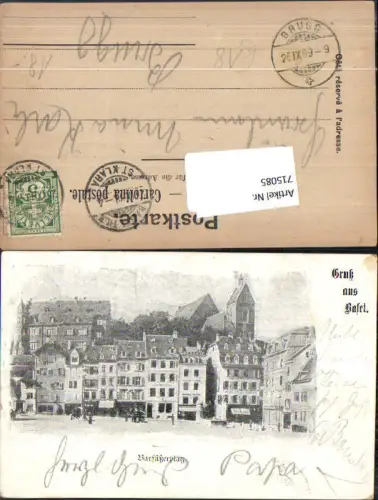 715085 Gruss aus Basel Barfüßerplatz Stp. Brugg 1899