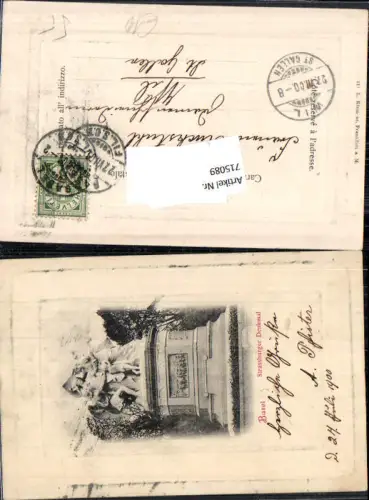 715089 Präge Lithographie Basel Strassburger Denkmal Stp. Wil St. Gallen