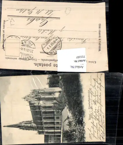 715107 Basel Elisabethenkirche Kirche pub Rath-Fehlmann 1647 gel Grabs