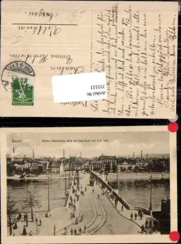 715111 Basel Mittlere Rheinbrücke Brücke Klein Basel Cafe Spitz gel Veltheim Aargau