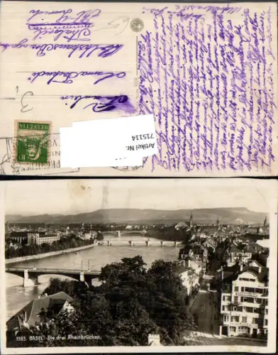 715114 Basel Drei Rheinbrücken Brücke gel Thalwil pub Wilhelm Frey 1983