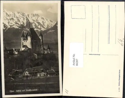 86207,Thun Schloss Detailansicht mit Srtockhornkette Kt Bern