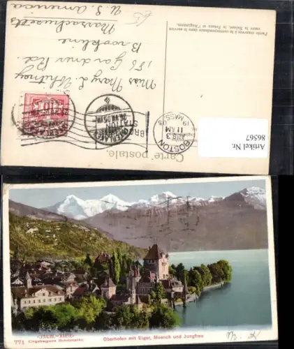 86567,Oberhofen mit Eiger Mönch und Jungfrau Kt Bern