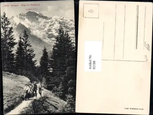 92188,Wengen Weg zur Mettlenalp Wanderer Kt. Bern