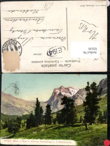 92630,Grindelwald Blick v. Weg z. Kleinen Scheidegg a.d. Wetterhorn Kt Bern