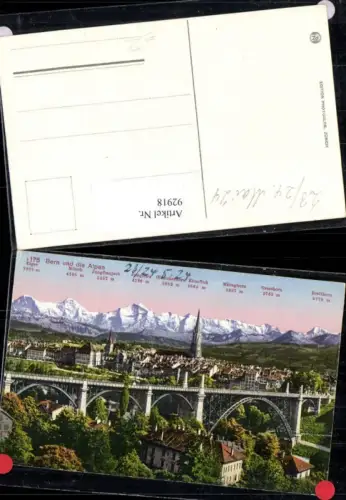 92918,Bern Ortsansicht und die Alpen Kt Bern
