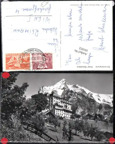 101032,Foto AK Grindelwald Hotel Belvedere Detailansicht Kt Bern