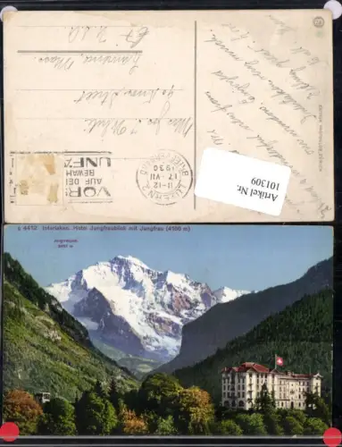 101309,Interlaken Hotel Jungfraublick mit Jungfrau Kt Bern