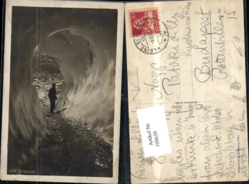 108650,Eisgrotte m. Mann Kleine Scheidegg Grindelwald Lauterbrunnen 1927 Kanton Bern
