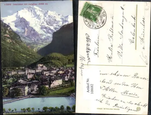 108682,Interlaken m. Jungfrau 1913 Kanton Bern