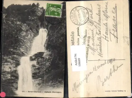 108689,Alpbach Berner Oberland Wasserfall 1910 Kanton Bern