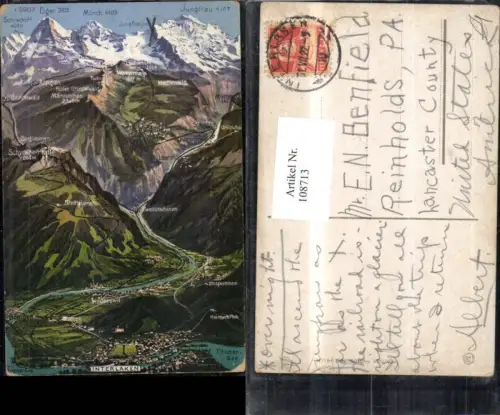 108713,Interlaken Lagekarte 1922 Kanton Bern