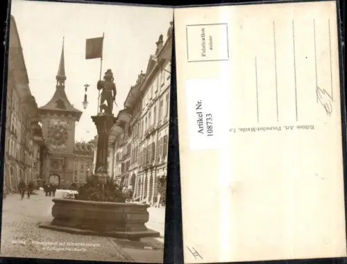 108733,Bern Kramgasse m. Bärenbrunnen u. Zeitglockenturm Kanton Bern