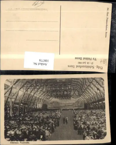 108778,Bern FestHütte Innenansicht 1910 Kanton Bern