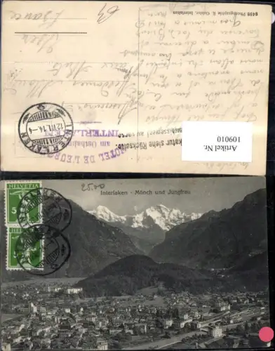 109010,Interlaken Mönch u. Jungfrau 1914 Kanton Bern
