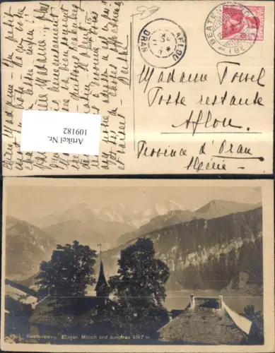 109182,Beatenberg Eiger Mönch u. Jungfrau 1911 Kanton Bern