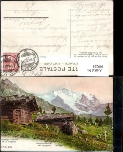 109224,Wengen Alpenlandschaft m. Jungfrau 1907 Kanton Bern