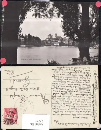 127773,Thun Am Aareufer Ansicht 1912 Kt. Bern