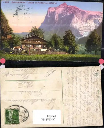 127841,Grindelwald Chalet m. Wetterhorn Ansicht 1917 Kt. Bern