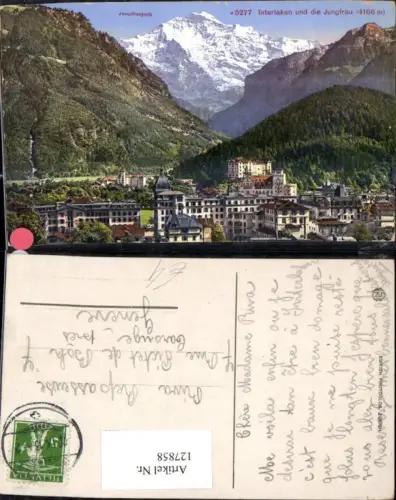 127858,Interlaken m. Jungfrau Ansicht 1913 Kt. Bern
