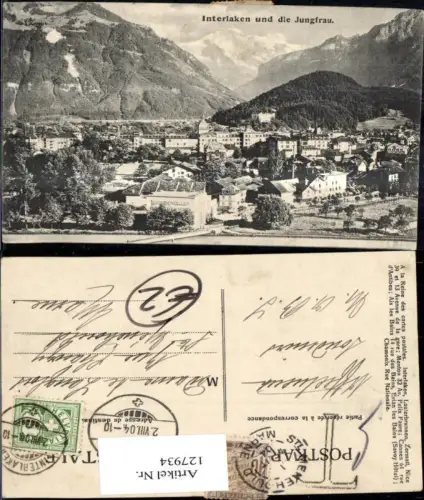 127934,Interlaken u. d. Jungfrau Ansicht 1904 Kt. Bern