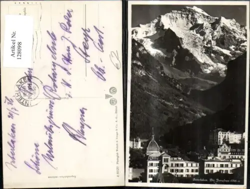 128098,Interlaken m. Jungfrau Ansicht 1936 Kt. Bern