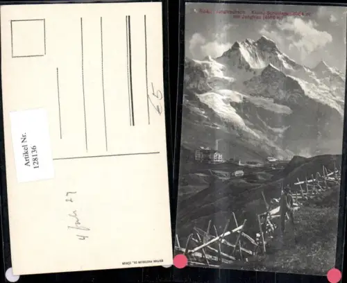 128136,Jungfraubahn Kleine Scheidegg m. Jungfrau Ansicht m. Wanderer 1927 Kt. Bern