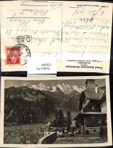 128286,Grand Restaurant Harderkulm ob Interlaken Bes. A Beugger 1927 Kt. Bern