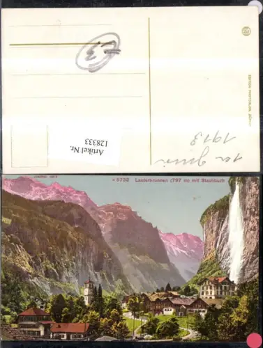 128333,Lauterbrunnen m. Staubbach Ansicht Wasserfall 1913 Kt. Bern
