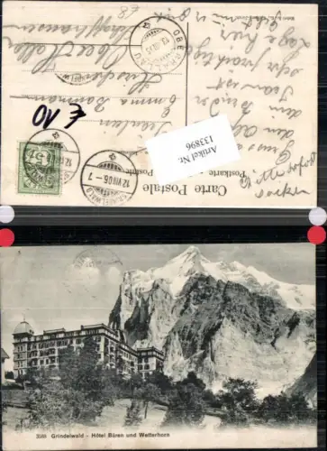 133896,Grindelwald Hotel Bären und Wetterhorn Kt Bern 1905