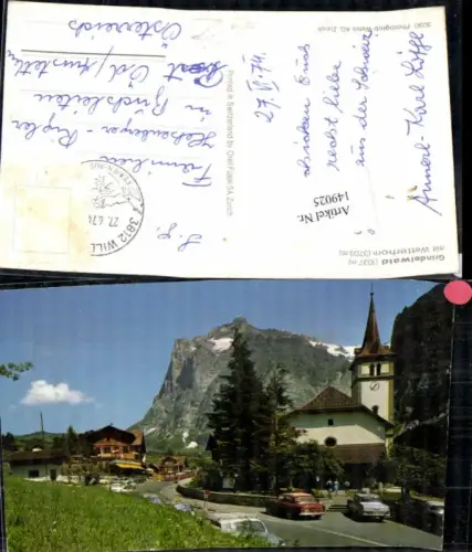 149025,Grindelwald Wetterhorn Detailansicht im Ort Oldtimer Kt Bern