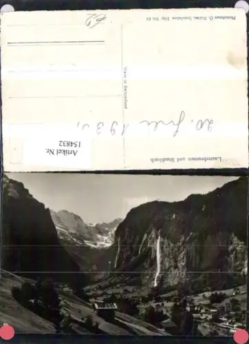 154832,Lauterbrunnen u. Staubbach 1935 Wasserfall Kt Bern