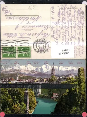 154867,Bern u. d. Alpen Gipfelkarte 1916 Kt Bern