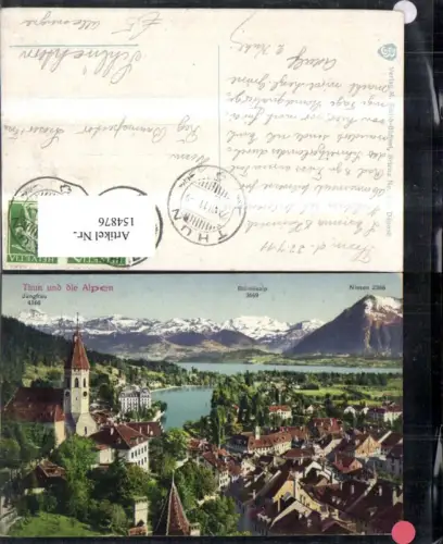 154876,Thun u. d. Alpen Gipfelkarte 1911 Kt Bern