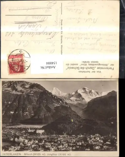 154884,Interlaken Mönch Jungfrau 1925 Kt Bern