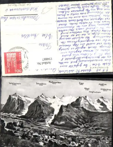 154887,Grindelwald Gipfelkarte 1960 Kt Bern