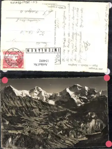 154892,Wengen Eiger Mönch Jungfrau 1954 v