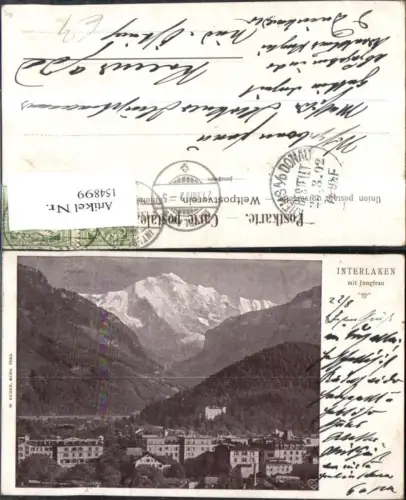 154899,Interlaken m. Jungfrau 1902 Kt Bern