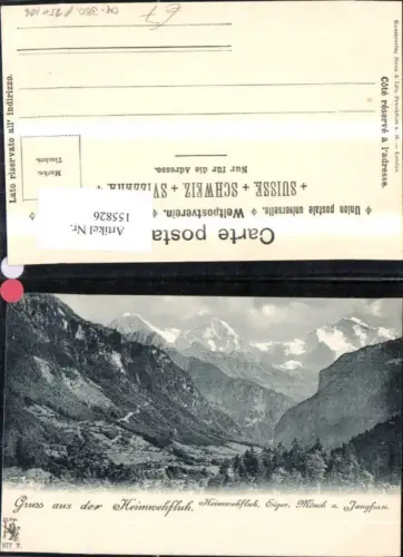 155826,Gruss a. d. Heimwehfluh Eiger Mönch u. Jungfrau Kt Bern